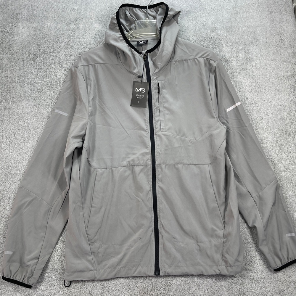 Mack Russo Athletic Jacket Mens Large Gray IT-6415 Lightweight Hooded Reflective
